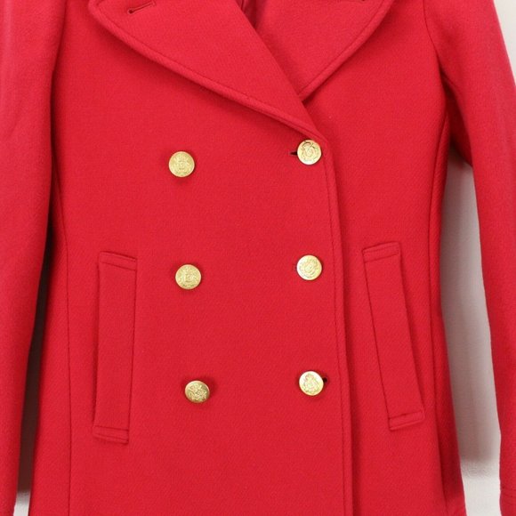 J. Crew | Jackets & Coats | J Crew Stadium Cloth Nello Gori Red Peacoat | Poshmark